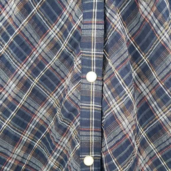 Veronica Beard Ashlynn Plaid Button Up Blouse Womens Size 4 Blue Pearl Snap - Picture 3 of 14